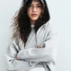 Vintagesoft-Hoodie mit Keilkragen und Reißverschluss