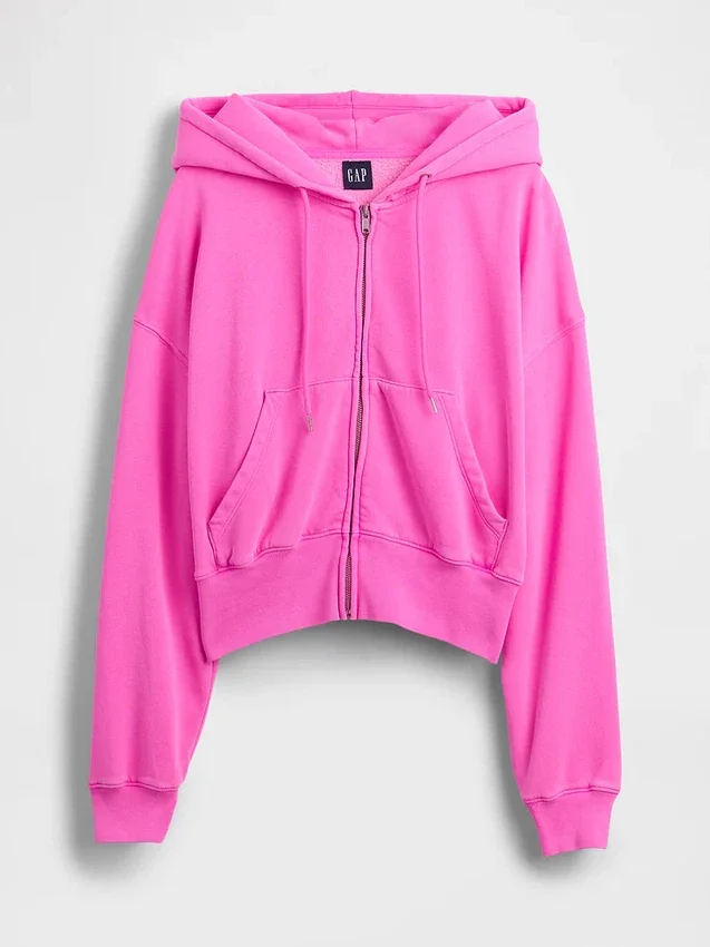 Vintagesoft-Hoodie mit Keilkragen und Reißverschluss