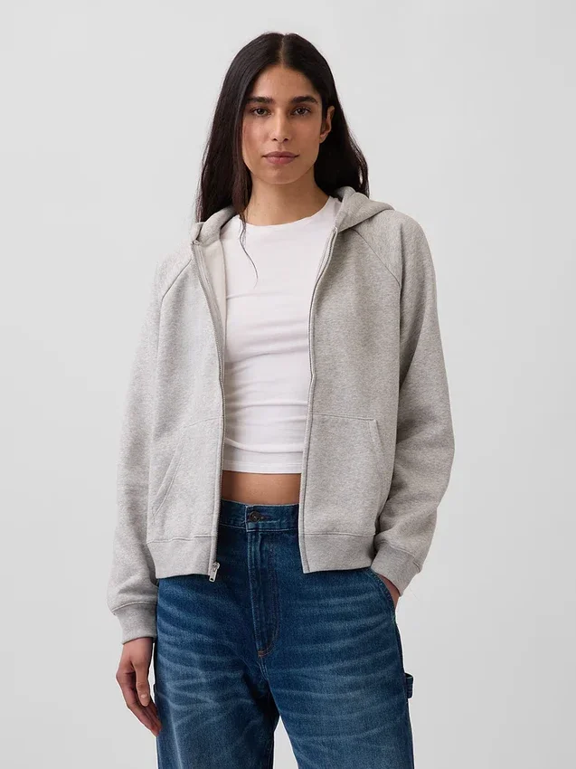 Vintagesoft-Kapuzenpullover mit Reißverschluss