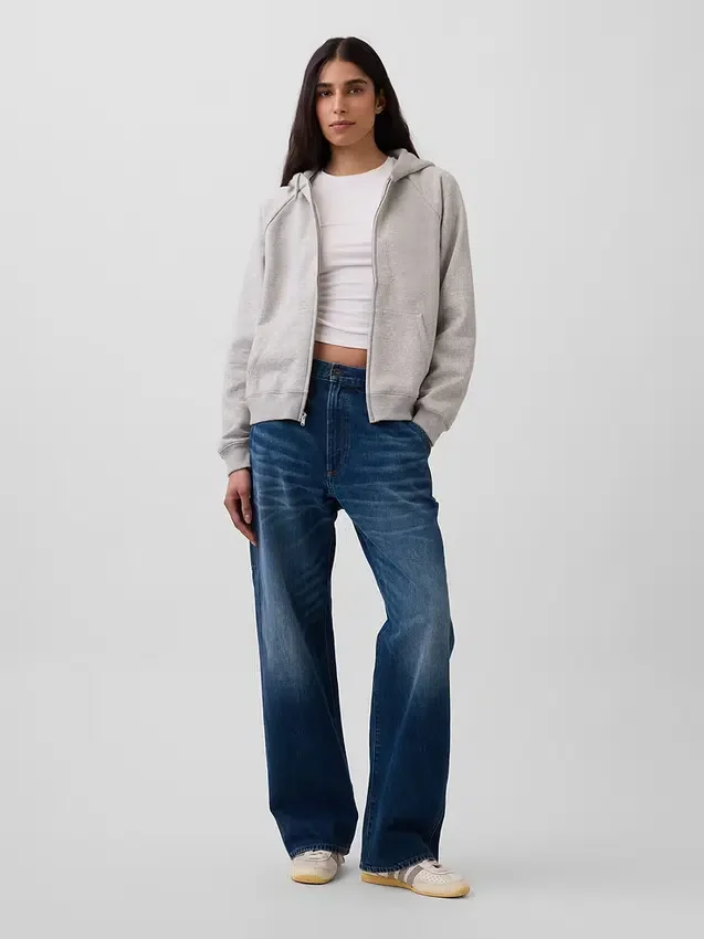Vintagesoft-Kapuzenpullover mit Reißverschluss