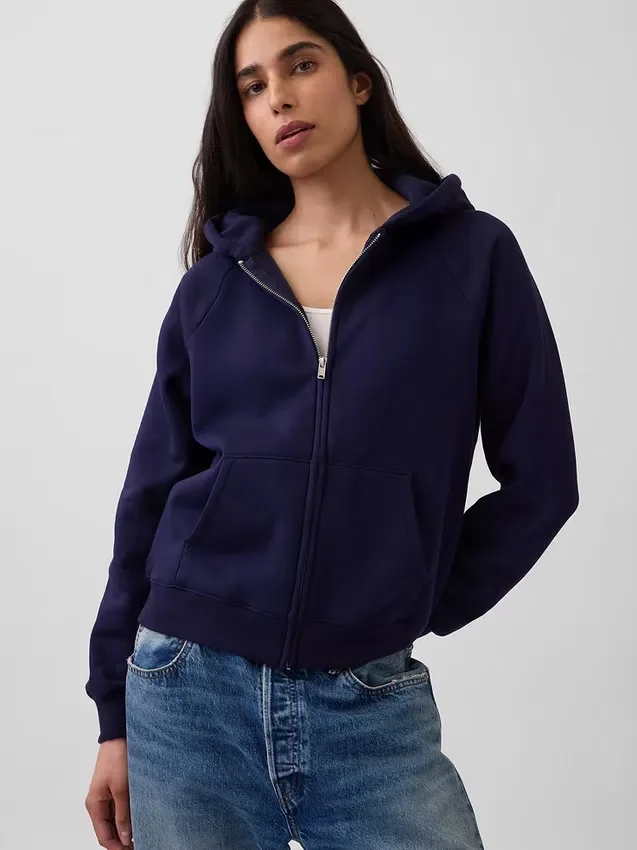 Vintagesoft-Kapuzenpullover mit Reißverschluss