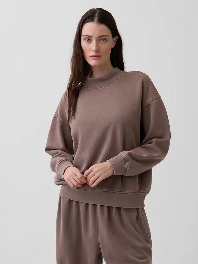 Vintagesoft Oversize-Sweatshirt im Tunika-Stil mit Stehkragen