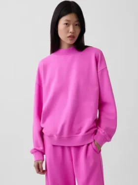 Vintagesoft Oversize-Sweatshirt im Tunika-Stil mit Stehkragen