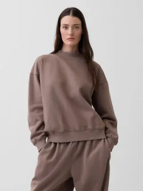 Vintagesoft Oversize-Sweatshirt im Tunika-Stil mit Stehkragen