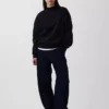 Vintagesoft Oversize-Sweatshirt im Tunika-Stil mit Stehkragen