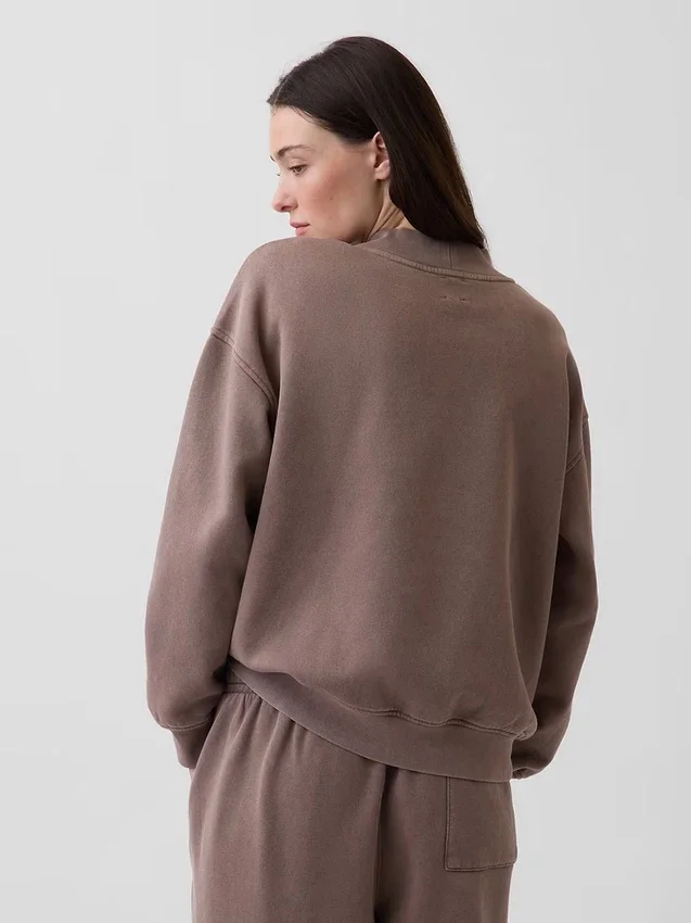 Vintagesoft Oversize-Sweatshirt im Tunika-Stil mit Stehkragen