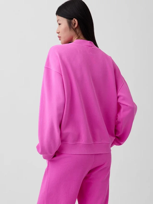Vintagesoft Oversize-Sweatshirt im Tunika-Stil mit Stehkragen