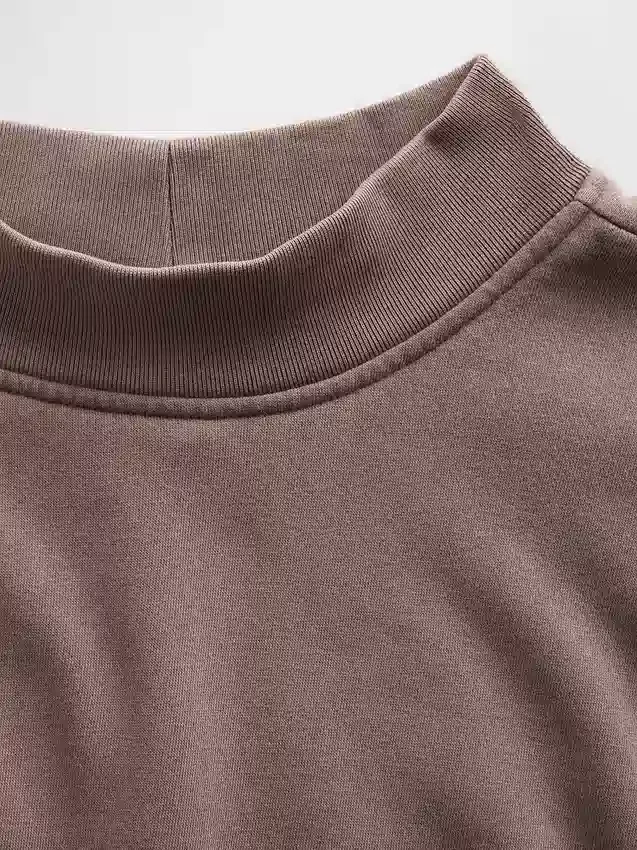 Vintagesoft Oversize-Sweatshirt im Tunika-Stil mit Stehkragen