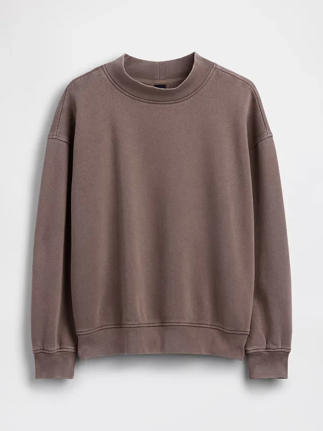 Vintagesoft Oversize-Sweatshirt im Tunika-Stil mit Stehkragen