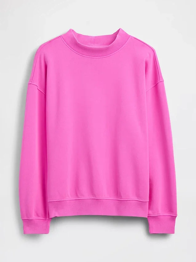 Vintagesoft Oversize-Sweatshirt im Tunika-Stil mit Stehkragen
