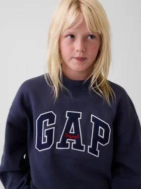 Vintagesoft Oversize-Sweatshirt mit Stehkragen und Logo für Kinder