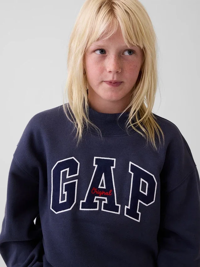 Vintagesoft Oversize-Sweatshirt mit Stehkragen und Logo für Kinder