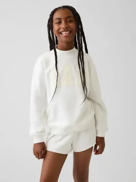 Vintagesoft Oversize-Sweatshirt mit Stehkragen und Logo für Kinder
