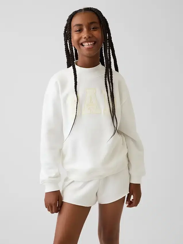 Vintagesoft Oversize-Sweatshirt mit Stehkragen und Logo für Kinder