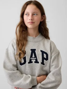 Vintagesoft Oversize-Sweatshirt mit Stehkragen und Logo für Kinder