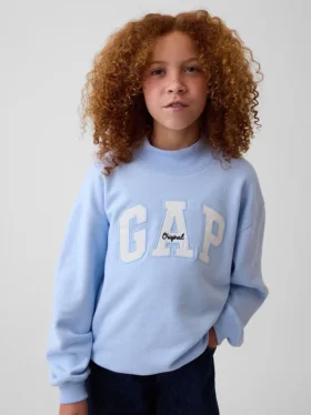 Vintagesoft Oversize-Sweatshirt mit Stehkragen und Logo für Kinder