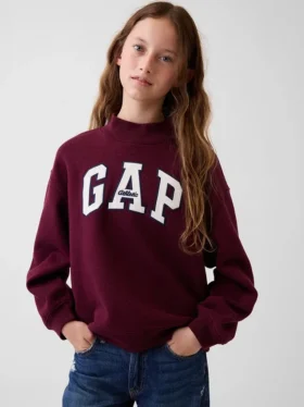 Vintagesoft Oversize-Sweatshirt mit Stehkragen und Logo für Kinder