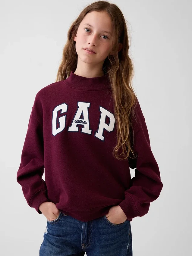 Vintagesoft Oversize-Sweatshirt mit Stehkragen und Logo für Kinder