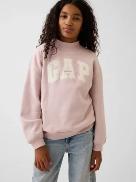 Vintagesoft Oversize-Sweatshirt mit Stehkragen und Logo für Kinder