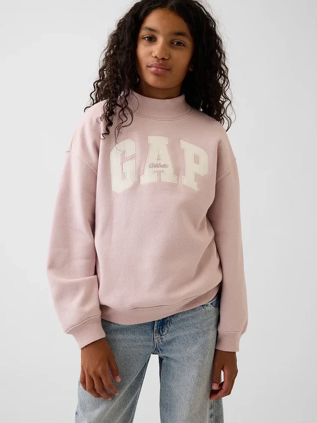 Vintagesoft Oversize-Sweatshirt mit Stehkragen und Logo für Kinder