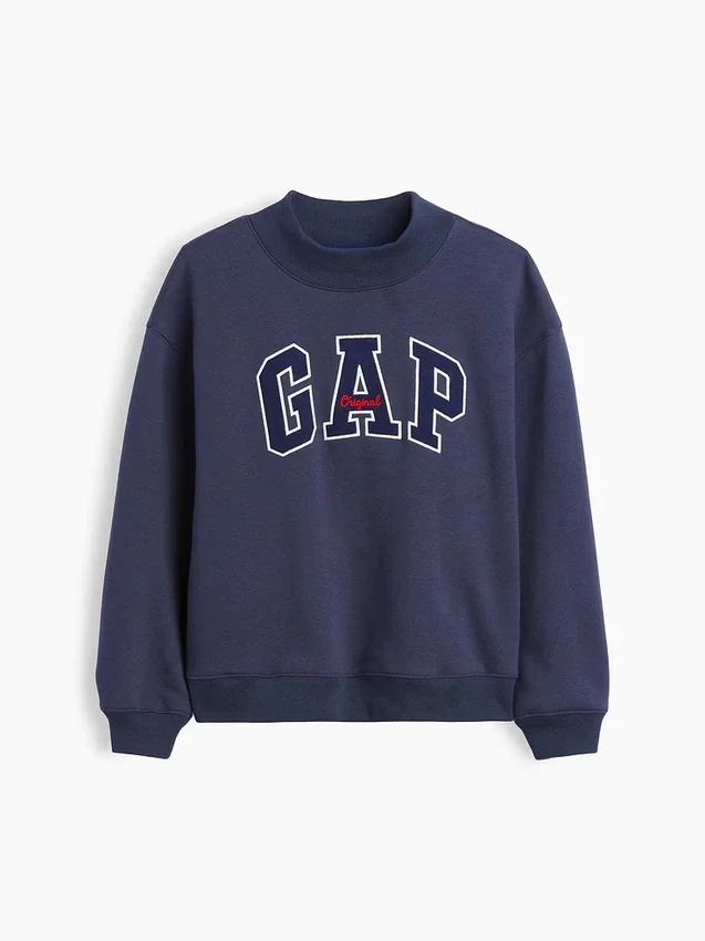 Vintagesoft Oversize-Sweatshirt mit Stehkragen und Logo für Kinder