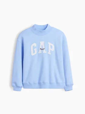 Vintagesoft Oversize-Sweatshirt mit Stehkragen und Logo für Kinder