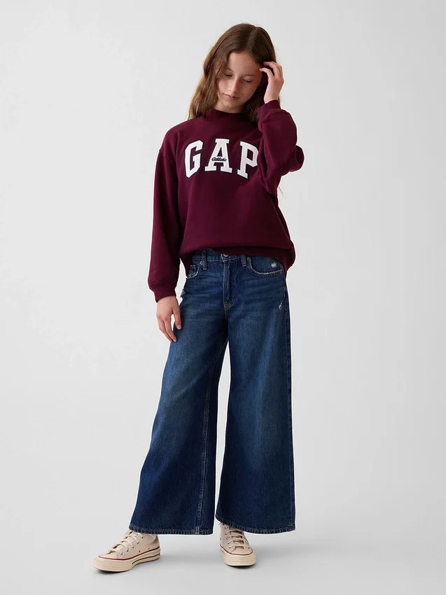 Vintagesoft Oversize-Sweatshirt mit Stehkragen und Logo für Kinder