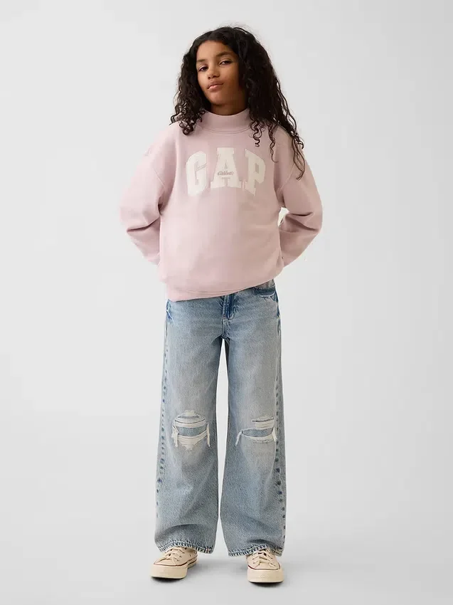 Vintagesoft Oversize-Sweatshirt mit Stehkragen und Logo für Kinder