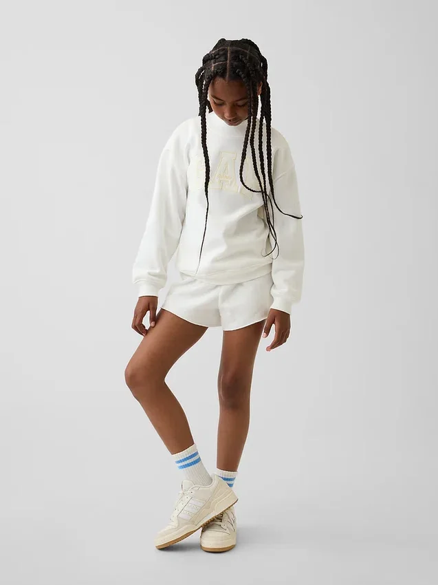 Vintagesoft Oversize-Sweatshirt mit Stehkragen und Logo für Kinder