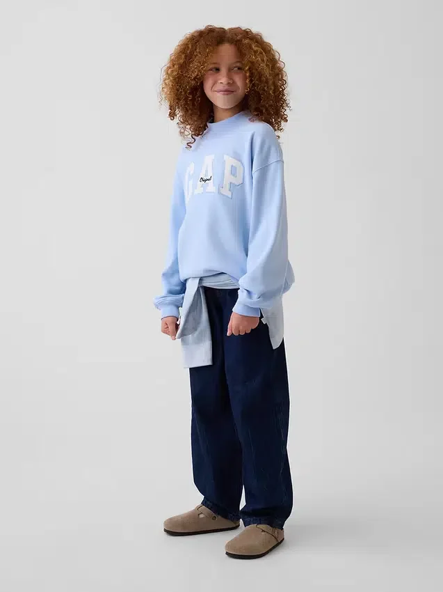 Vintagesoft Oversize-Sweatshirt mit Stehkragen und Logo für Kinder