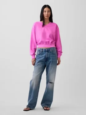 Vintagesoft Oversize-Sweatshirt mit V-Ausschnitt