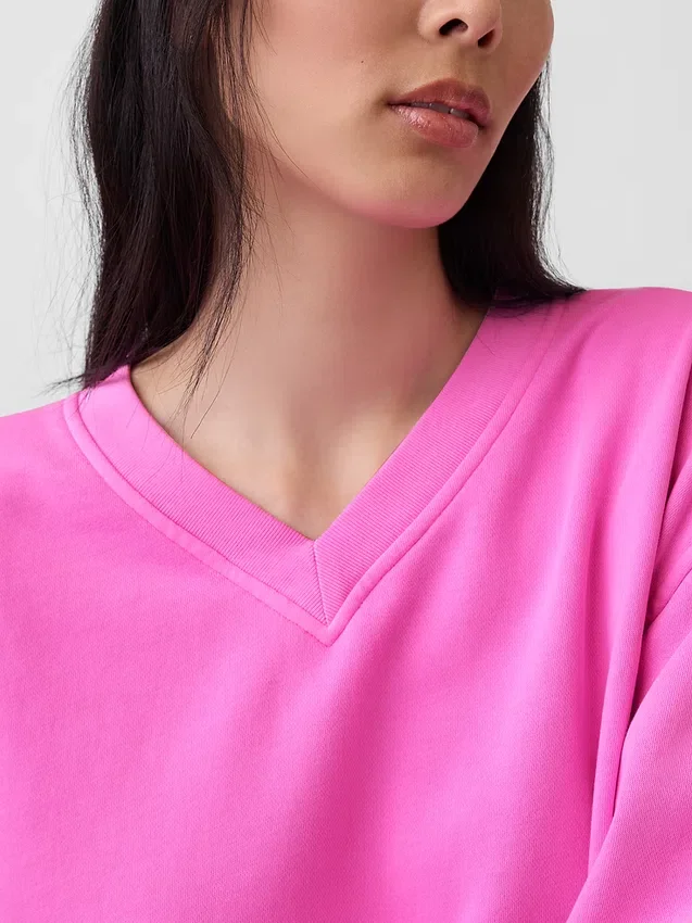 Vintagesoft Oversize-Sweatshirt mit V-Ausschnitt