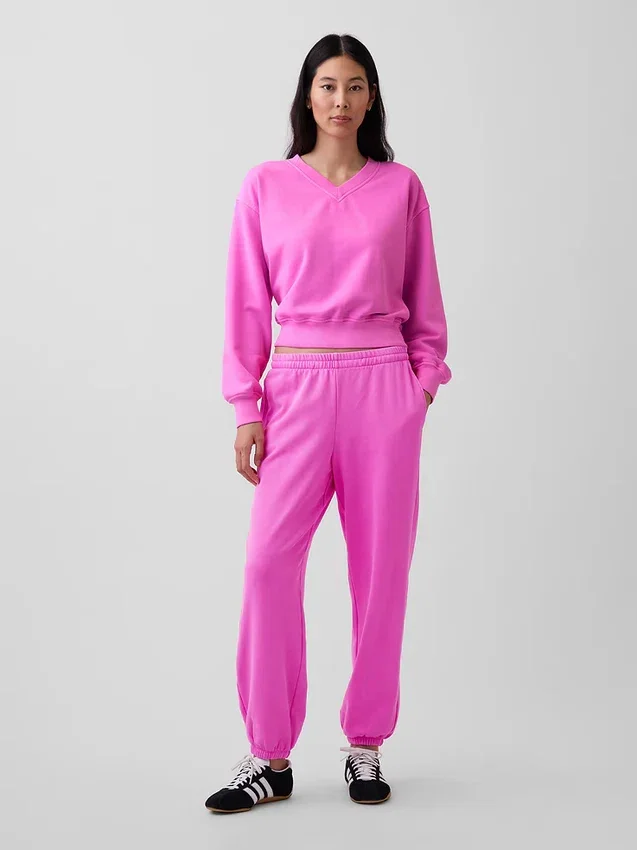 Vintagesoft Oversize-Sweatshirt mit V-Ausschnitt