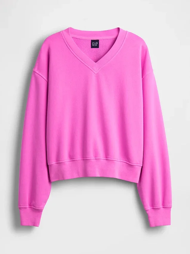 Vintagesoft Oversize-Sweatshirt mit V-Ausschnitt