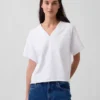 Vintagesoft Oversize-Sweatshirt mit V-Ausschnitt aus Frottee