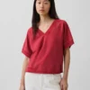 Vintagesoft Oversize-Sweatshirt mit V-Ausschnitt aus Frottee