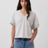 Vintagesoft Oversize-Sweatshirt mit V-Ausschnitt aus Frottee