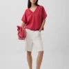 Vintagesoft Oversize-Sweatshirt mit V-Ausschnitt aus Frottee