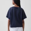 Vintagesoft Oversize-Sweatshirt mit V-Ausschnitt aus Frottee