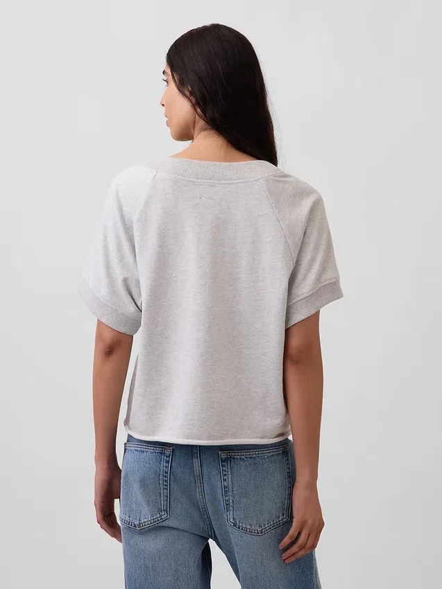 Vintagesoft Oversize-Sweatshirt mit V-Ausschnitt aus Frottee