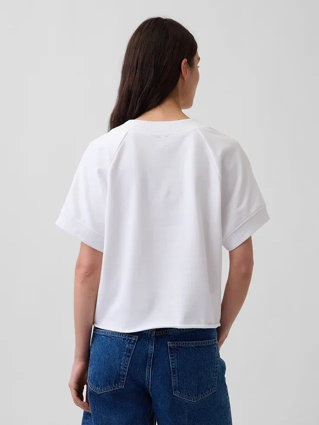 Vintagesoft Oversize-Sweatshirt mit V-Ausschnitt aus Frottee