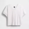 Vintagesoft Oversize-Sweatshirt mit V-Ausschnitt aus Frottee