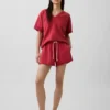 Vintagesoft Oversize-Sweatshirt mit V-Ausschnitt aus Frottee