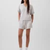 Vintagesoft Oversize-Sweatshirt mit V-Ausschnitt aus Frottee