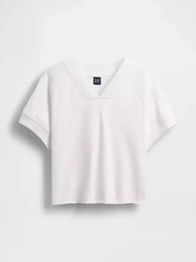 Vintagesoft Oversize-Sweatshirt mit V-Ausschnitt aus Frottee