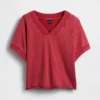 Vintagesoft Oversize-Sweatshirt mit V-Ausschnitt aus Frottee