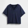 Vintagesoft Oversize-Sweatshirt mit V-Ausschnitt aus Frottee