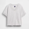 Vintagesoft Oversize-Sweatshirt mit V-Ausschnitt aus Frottee