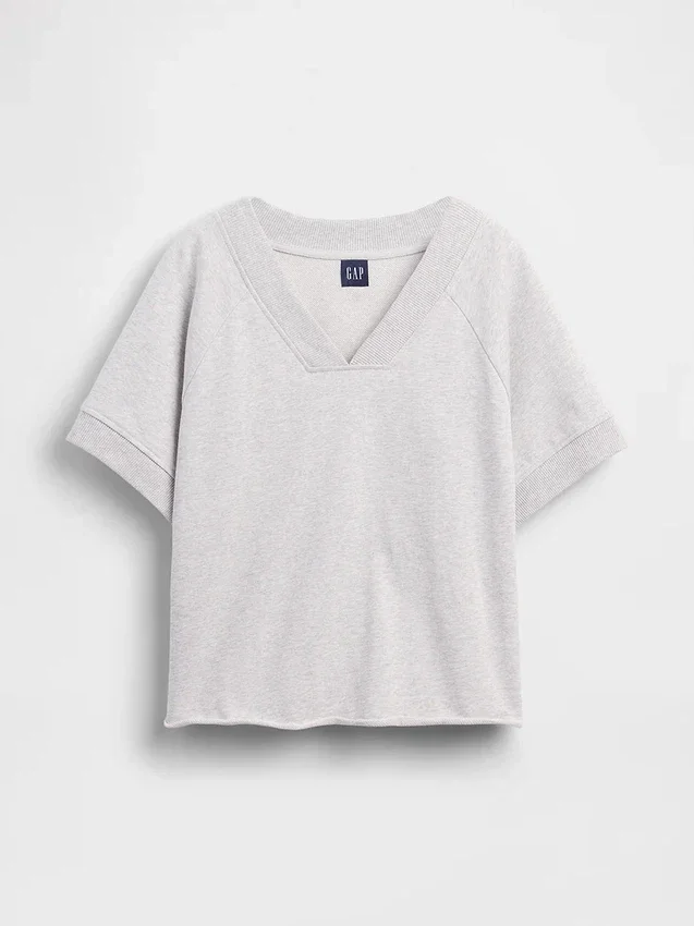 Vintagesoft Oversize-Sweatshirt mit V-Ausschnitt aus Frottee