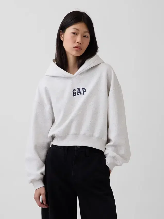 Vintagesoft Oversized-Crop-Hoodie mit Logo